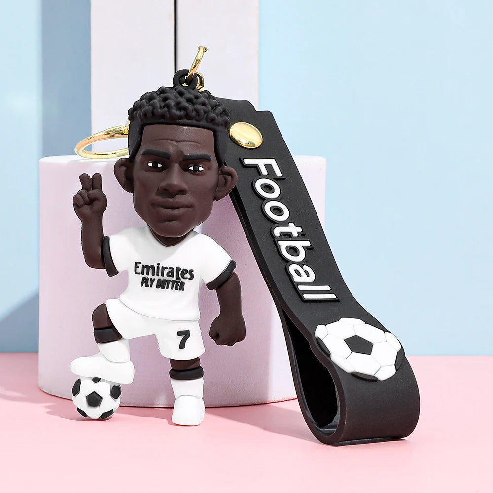 Football Figure Keychain Soccer Bag Pendant Keyring Doll Car Key Accessories Popular Gift for Men Fans