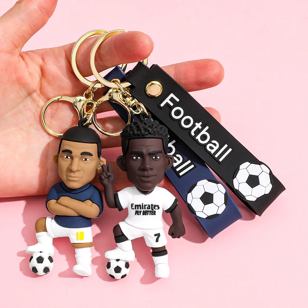 Football Figure Keychain Soccer Bag Pendant Keyring Doll Car Key Accessories Popular Gift for Men Fans