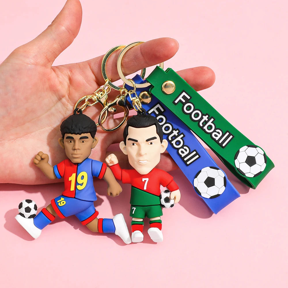Football Figure Keychain Soccer Bag Pendant Keyring Doll Car Key Accessories Popular Gift for Men Fans