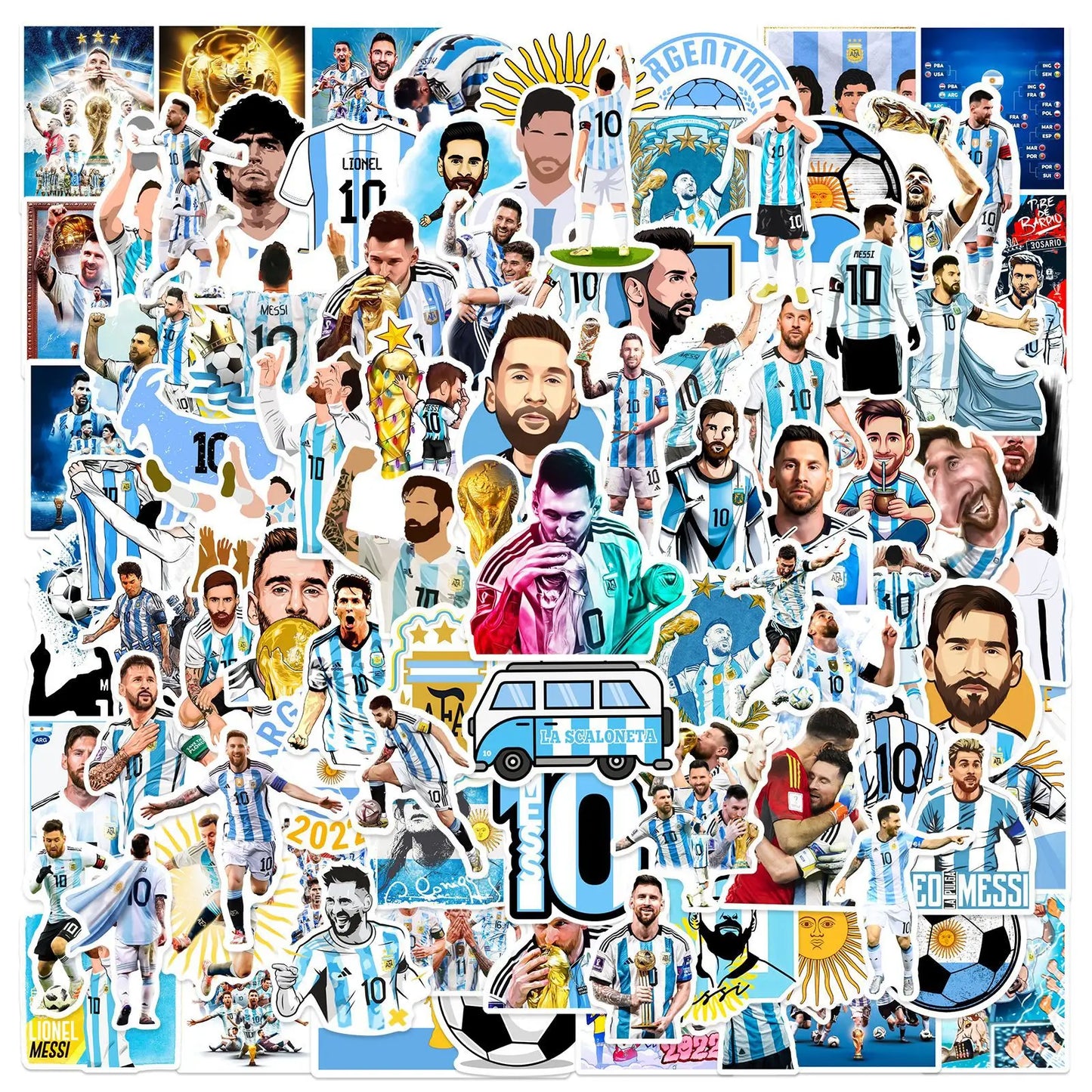 10/30/50/100PCS Messi Graffiti Stickers Football Cartoon Decals Fans Gift Fridge Luggage Laptop Phone Guitar Car Bike Skateboard