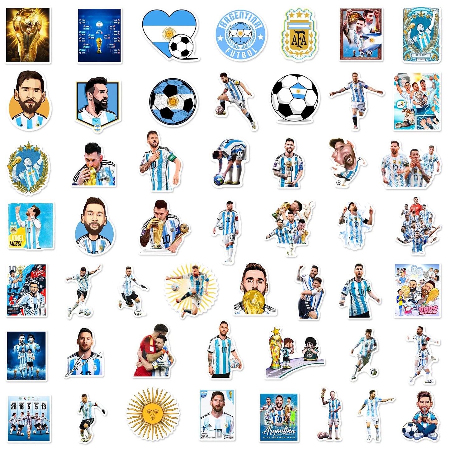 10/30/50/100PCS Messi Graffiti Stickers Football Cartoon Decals Fans Gift Fridge Luggage Laptop Phone Guitar Car Bike Skateboard