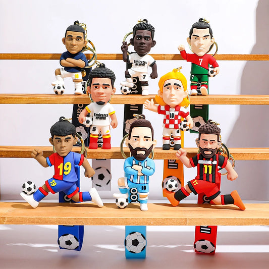 Football Figure Keychain Soccer Bag Pendant Keyring Doll Car Key Accessories Popular Gift for Men Fans