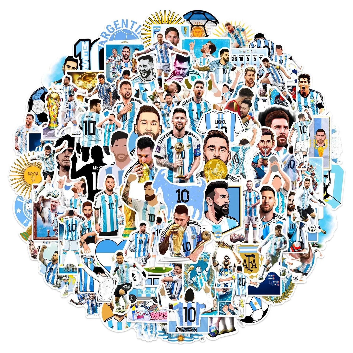 10/30/50/100PCS Messi Graffiti Stickers Football Cartoon Decals Fans Gift Fridge Luggage Laptop Phone Guitar Car Bike Skateboard