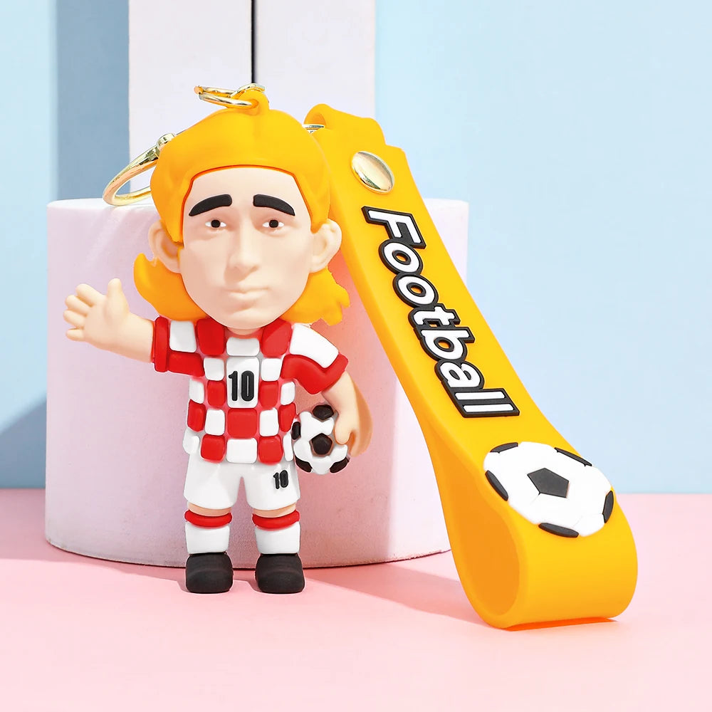 Football Figure Keychain Soccer Bag Pendant Keyring Doll Car Key Accessories Popular Gift for Men Fans