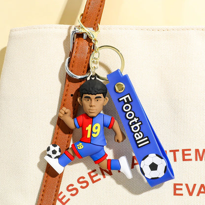 Football Figure Keychain Soccer Bag Pendant Keyring Doll Car Key Accessories Popular Gift for Men Fans