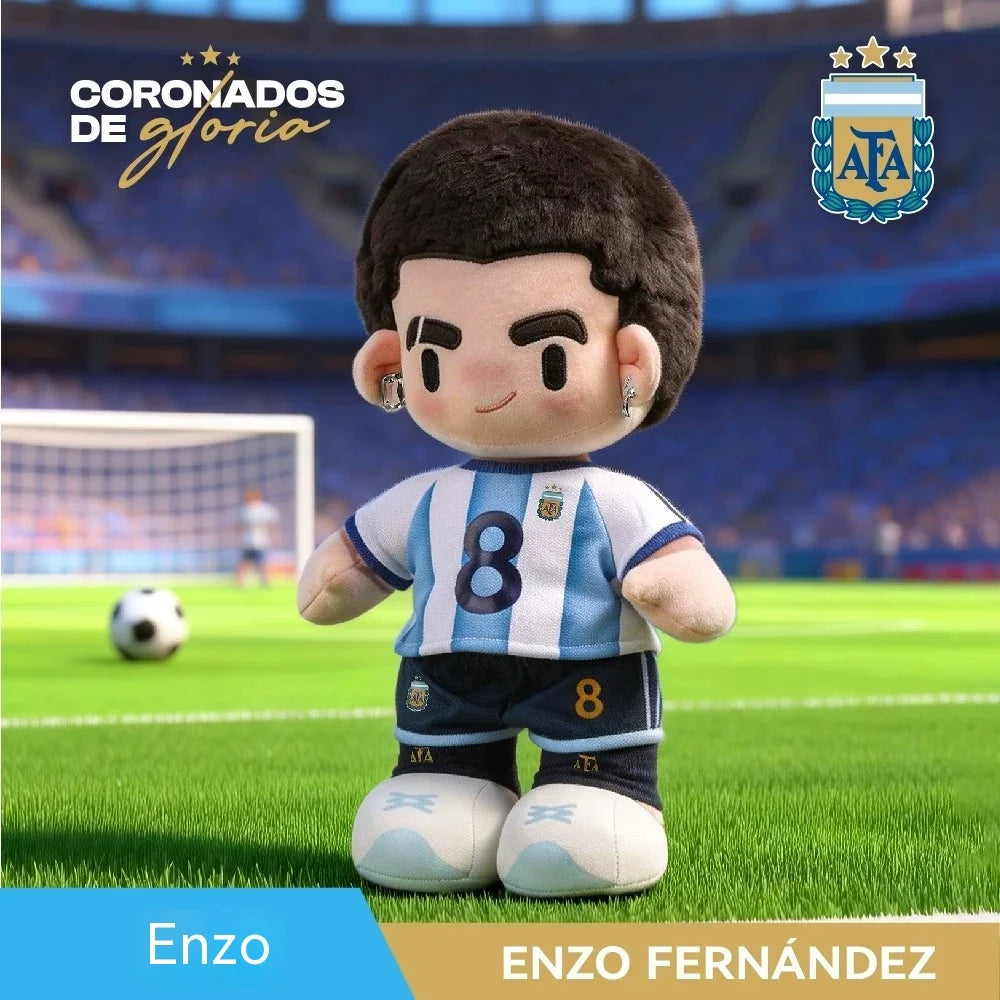 Official Argentina National Football Team 2026 Messi Martínez Enzo 35cm Plush Toy, Perfect Gift for Fans, Ideal for Collection