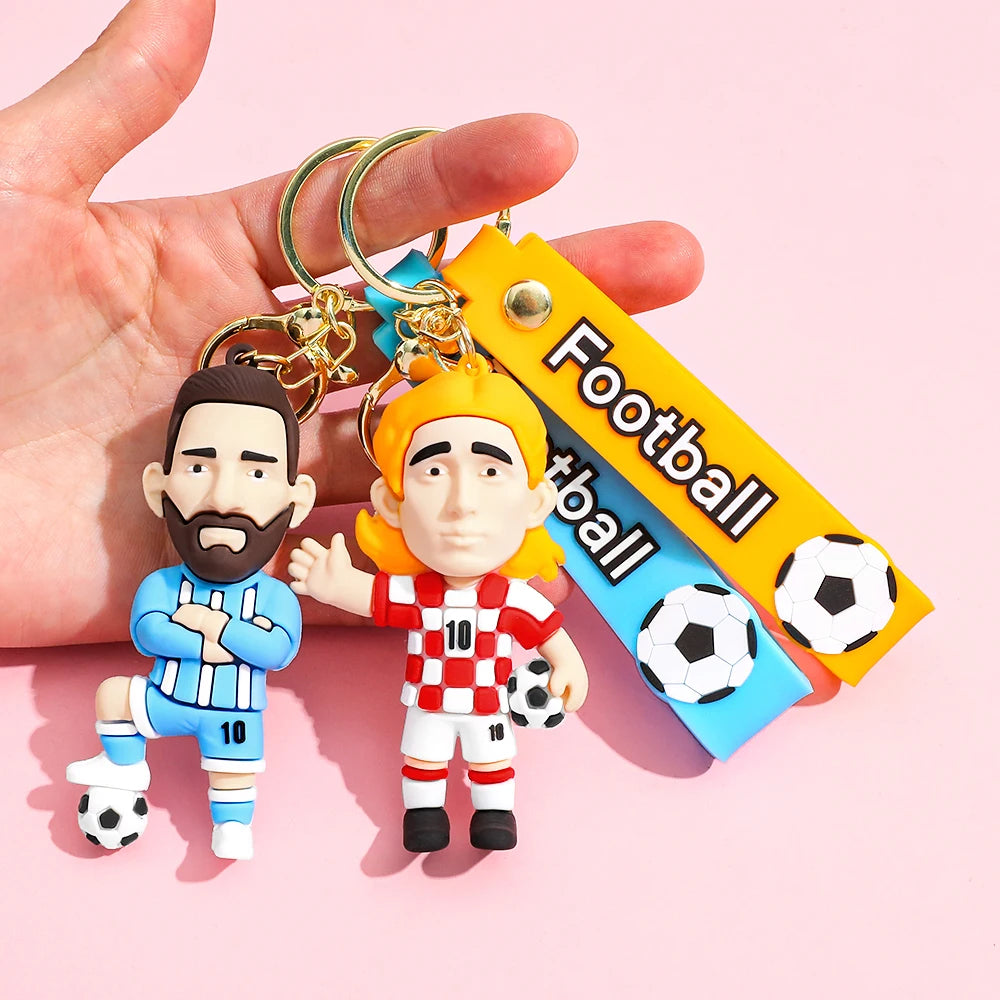 Football Figure Keychain Soccer Bag Pendant Keyring Doll Car Key Accessories Popular Gift for Men Fans